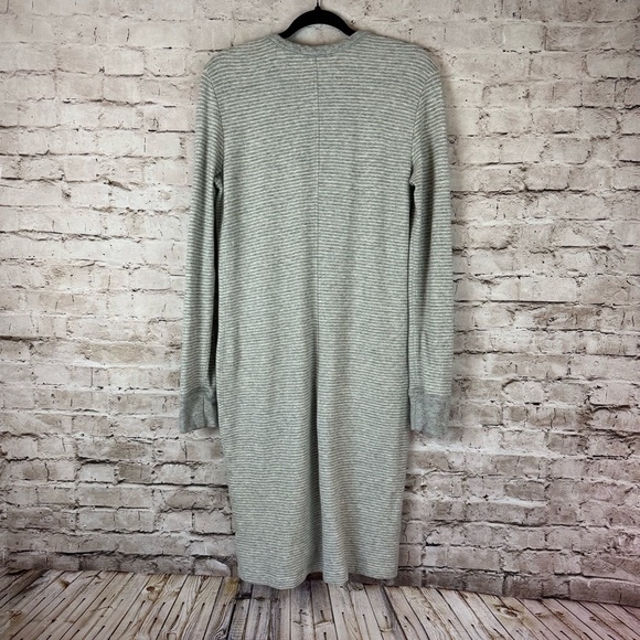 Standard James Perse Women's Size 3 Grey Striped Cardigan Cotton Fleece Long L - Picture 7 of 8